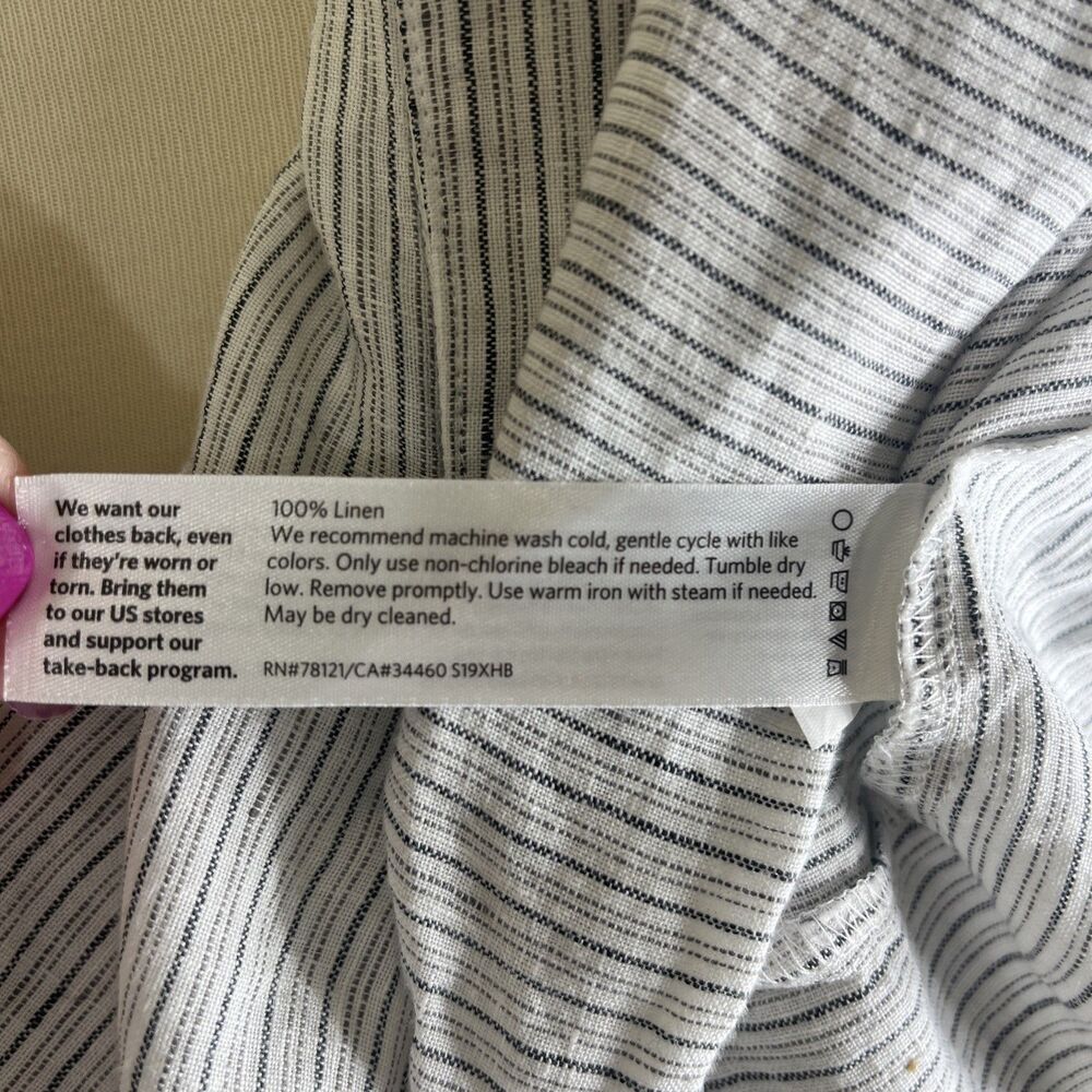 Eileen Fisher 100% Linen Button Front Blouse Striped Multicolor Size XS - Picture 9 of 9